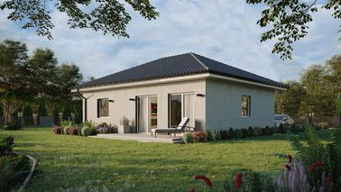 Projekt ERDOL 1 XL - Wersja lewa (salon po lewej stronie) - Czterospadowy bez poddasza użytkowego – kąt nachylenia 25 stopni - Bez okien/świetlików dachowych - Okna standardowe - Bez styropianu, siatki i kleju - Biały