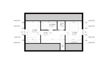 Projekt ERDOL 3 - Wersja lewa (salon po lewej stronie) - Adaptacja poddasza - przykładowa propozycja układu funkcjonalnego