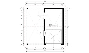 Garaż ERDOL G1W - Wersja lewa - Rzut