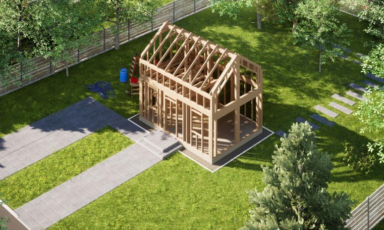 Projekt ERDOL Mini - Wizualizacja zmontowanej konstrukcji - Dach bez okapu