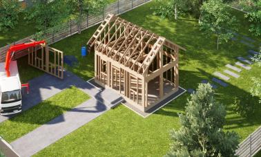 Projekt ERDOL Mini - Wizualizacja zmontowanej konstrukcji - Dach z okapem